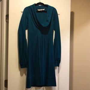 DVF green long sleeve dress